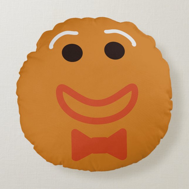 Gingerbrood Man Face Fun Cookie Holiday Rond Kussen (Voorkant)