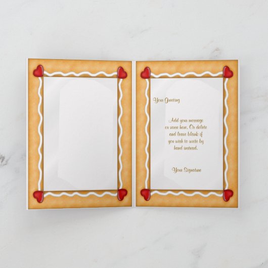 Gingerbrood Man Funny Folded Photo met Kerstmis Feestdagen Kaart (Binnen)