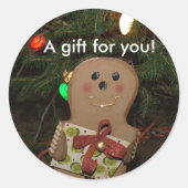 Gingerbrood Man Gift for You Ronde Sticker (Voorkant)