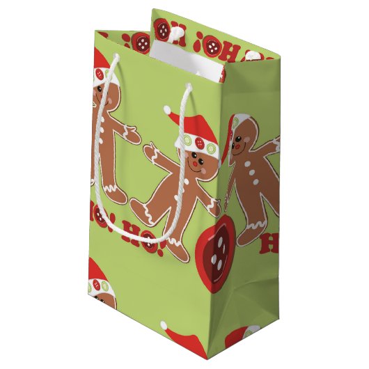 Gingerbrood Man Ho Ho Ho Klein Cadeauzakje (Achterkant Gekanteld)