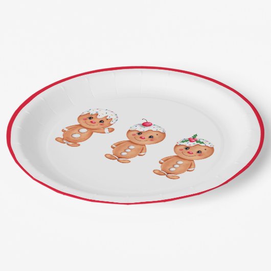Gingerbrood Man Holiday Festive Kerstmis Papieren Bordje (Gekanteld)