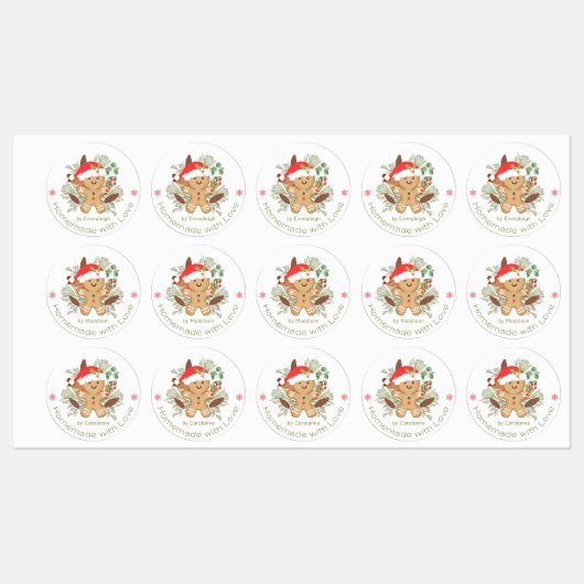 Gingerbrood Man Homemade Love Kerstmis Labels (Vel)