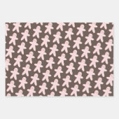 Gingerbrood Man House Kerstmis Snowflakes Roze Inpakpapier Vel (Voorkant 3)