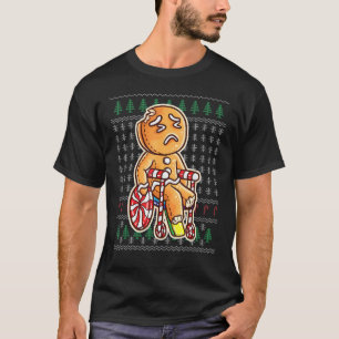 Gingerbrood Man in Wheelstoel Broken Leg Joke Cook T-shirt