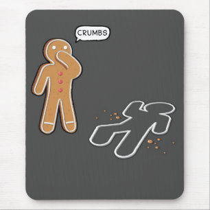 Gingerbrood man Ironic Crime scene "CRUMBS" Muismat