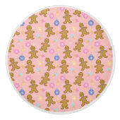 Gingerbrood Man, kerstballen Keramische Knop (Voorkant)