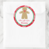 Gingerbrood Man Kinder Gift Label Kerst sticker (Tas)