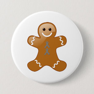 Gingerbrood Man met grijze bewustzijn Ronde Button 7,6 Cm