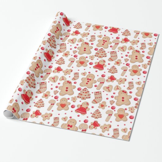 Gingerbrood Man met koekjes Rustic Whimsical Cadeaupapier (Uitgerold)