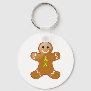 Gingerbrood Man met Lime Green Awareness Ribbons Sleutelhanger