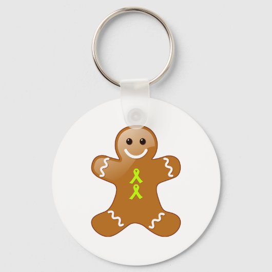 Gingerbrood Man met Lime Green Awareness Ribbons Sleutelhanger (Voorkant)