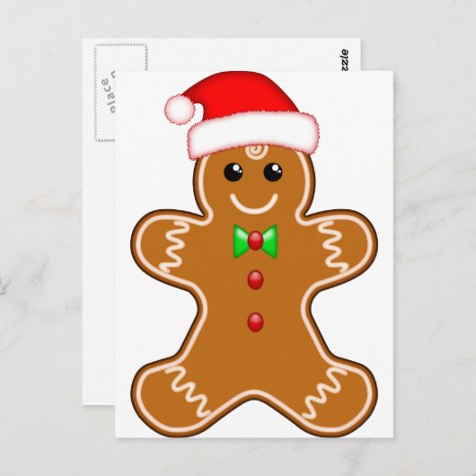 Gingerbrood man met pet briefkaart (Voorkant / Achterkant)