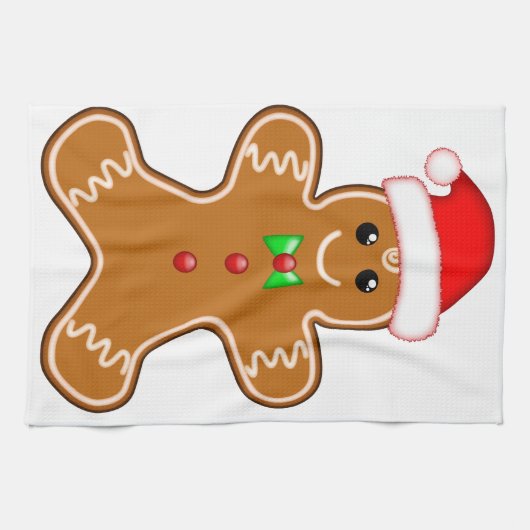 Gingerbrood man met pet theedoek (Horizontaal)