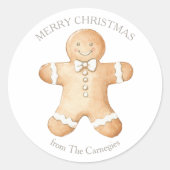 Gingerbrood Man met pretkerst Ronde Sticker (Voorkant)