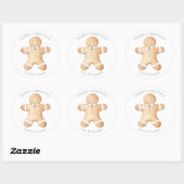 Gingerbrood Man met pretkerst Ronde Sticker (Vel)
