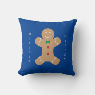 Gingerbrood Man met Verticale Aangepaste Naam Kussen