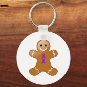 Gingerbrood Man met Violet Ribbons Sleutelhanger (Voorkant)