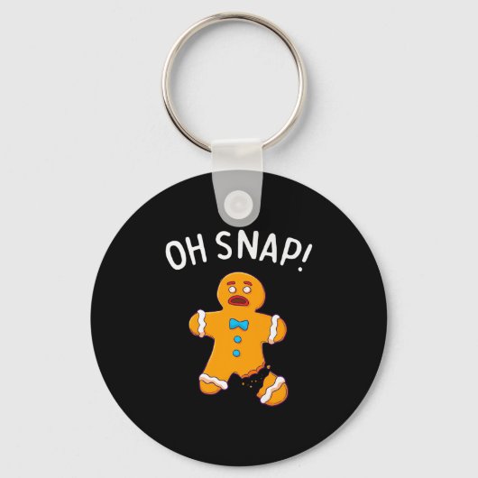 Gingerbrood Man Oh Snap Kerstmis Funny Cookie Bak Sleutelhanger (Voorkant)