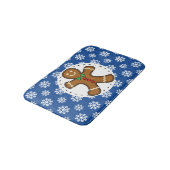 Gingerbrood Man op Blue White Snowflakes Pattern Badmat (Gekanteld)