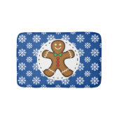 Gingerbrood Man op Blue White Snowflakes Pattern Badmat (Voorkant)