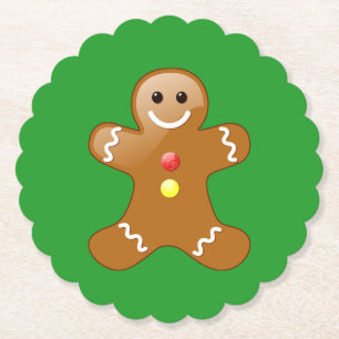 Gingerbrood Man over Groen Kartonnen Onderzetters