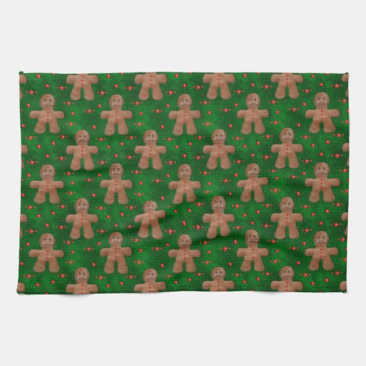 Gingerbrood Man over Groen Theedoek (Horizontaal)