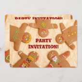Gingerbrood Man Party Invitatation Kaart (Voorkant / Achterkant)