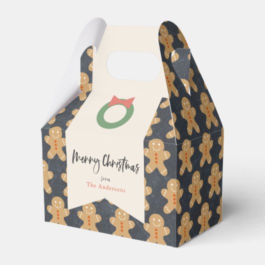Gingerbrood Man Pattern Chalkboard Holiday Bedankdoosjes (Voorkant Zijde)