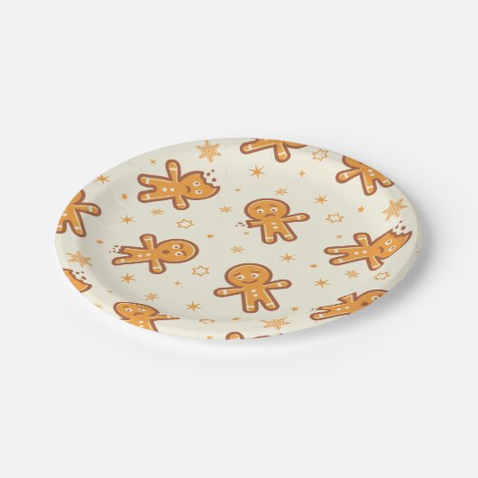 Gingerbrood Man Pattern Papieren Bordje (Gekanteld)