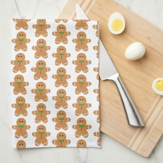 Gingerbrood Man Pattern Theedoek (Quarter Fold)