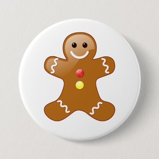 Gingerbrood Man Ronde Button 7,6 Cm (Voorkant)