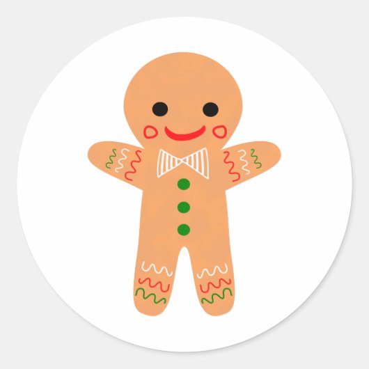 Gingerbrood Man Ronde Sticker (Voorkant)