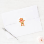 Gingerbrood Man Ronde Sticker (Envelop)