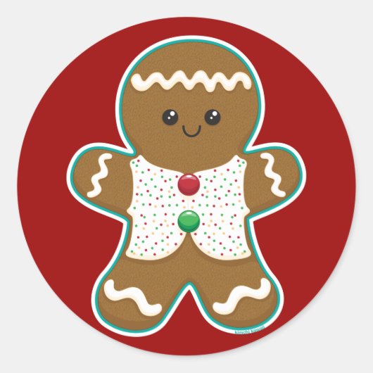 Gingerbrood Man Ronde Sticker (Voorkant)