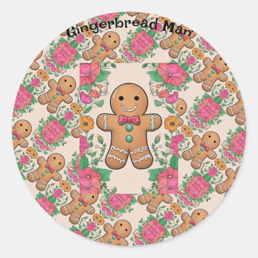 Gingerbrood Man Ronde Sticker (Voorkant)