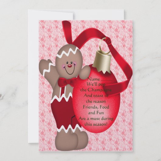 Gingerbrood Man (rood) - Uitnodiging (Voorkant)