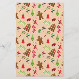 Gingerbrood Man, Snoep en santa hat Briefpapier