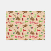 Gingerbrood Man, Snoep en santa hat Fleece Deken (Voorkant (Horizontaal))