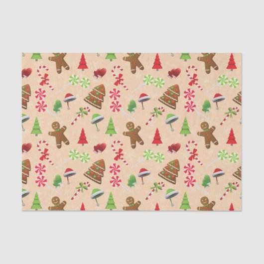 Gingerbrood Man, Snoep en santa hat Tissuepapier (Voorkant)