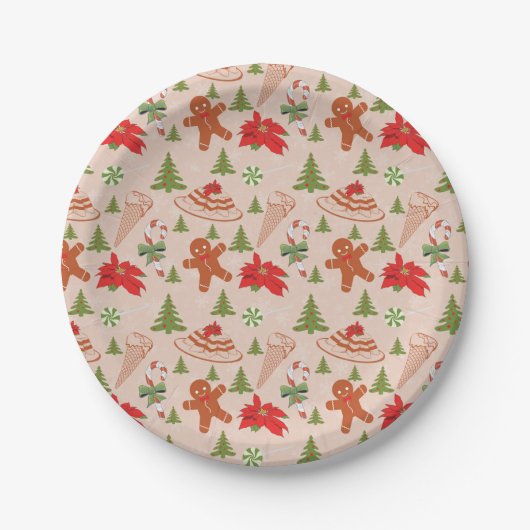 Gingerbrood Man, Snoepjes munt en ijs Papieren Bordje (Voorkant)