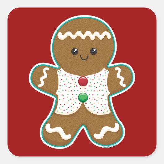 Gingerbrood Man Vierkante Sticker (Voorkant)