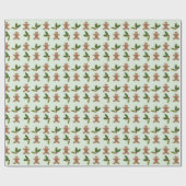Gingerbrood Mannen en Holly Kerstmis Pattern Cadeaupapier (Vlak)