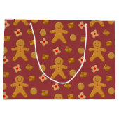 Gingerbrood Mannen en Koekjes Burgundy Pattern Groot Cadeauzakje (Achterkant)