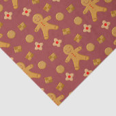 Gingerbrood Mannen en Koekjes Burgundy Pattern Tissuepapier (Detail)