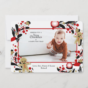 Gingerbrood Mannen Lijst Foto Holiday Card Kaart