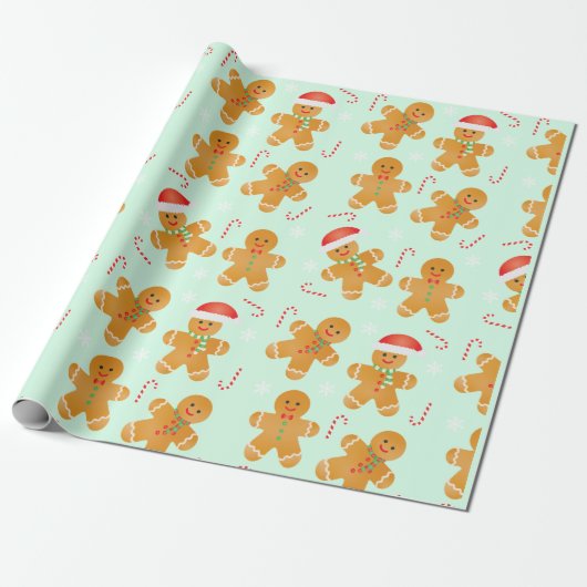 Gingerbrood Mannen Patroon Cadeaupapier (Uitgerold)