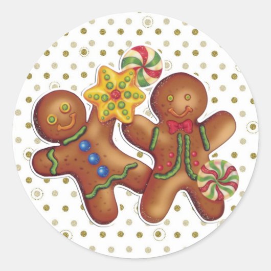Gingerbrood Mannen Ronde Sticker (Voorkant)