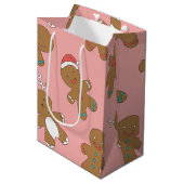 Gingerbrood Mannen Roze Medium Gift Bag Medium Cadeauzakje (Voorkant Gekanteld)
