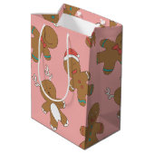 Gingerbrood Mannen Roze Medium Gift Bag Medium Cadeauzakje (Achterkant Gekanteld)