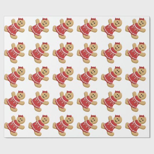 Gingerbrood meisje in Red Dress Gift Wrap Cadeaupapier (Vlak)